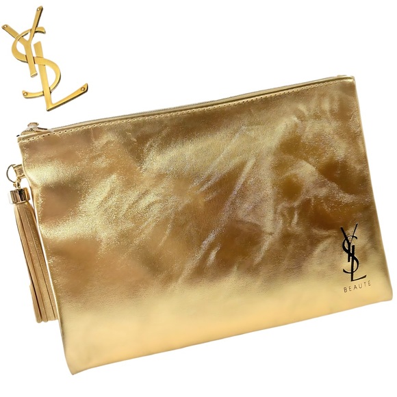 YSL Beauté Gold Pouch with Tassel – Limited Edition Zipper Top New In Package - Picture 1 of 10